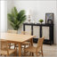 Buffet de ferme noir à 3 portes de 49,2 pouces de largeur avec rangement, combinant charme rustique et fonctionnalité moderne pour toute maison