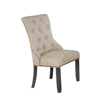 19'' H Tufted Linen Upholstered Dining Chair