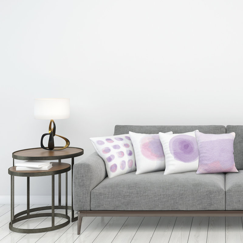 Everts Indoor / Outdoor Abstract Square Cushion Cover, 45cm H x 45cm W x 0.01cm D, Lilac/Rose/White