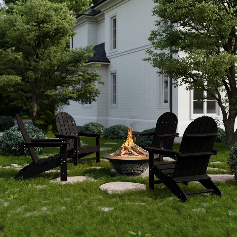 Freedom 4-Piece Traditional Adirondack Conversation Set, Black