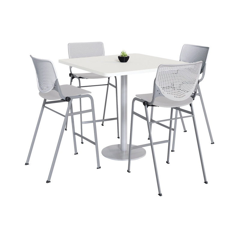 Ensemble de table de salle à manger et chaise Kool L 42 po, Blanc, H 41 po x L 36 po x l 36 po, Gris clair