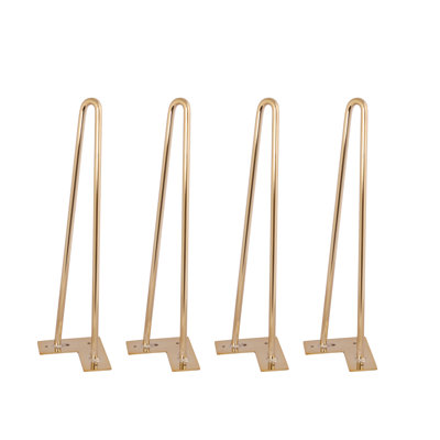 H Hairpin Legs (Electroplated Golden Color) Diy Industrial Strength Mid Century Modern Table Legs,Golden Hairpin Legs,Gold Table Legs,Set Of 4