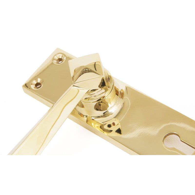 Straight Lock Door Handle, Polished Brass
