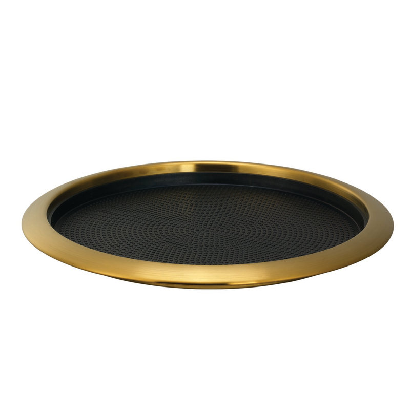 Plateau de service amovible en acier inoxydable, Or, 12"