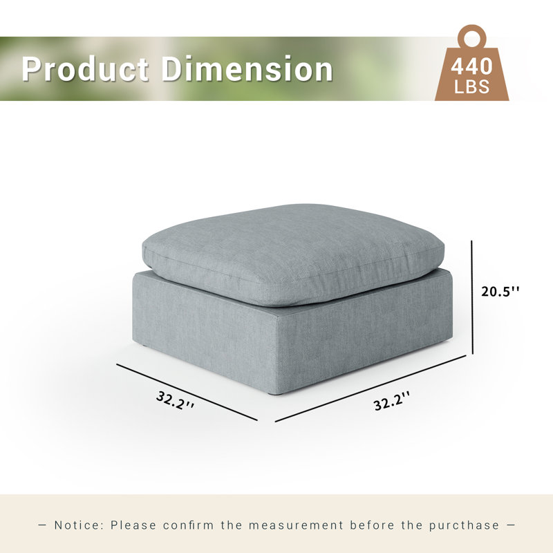 Repose-pieds rembourré pour canapé, canapé modulaire Cloud pour repose-pieds, Gris