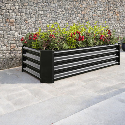 Jardinières spacieuses, en métal 4 x 2 x 1 pi, industriel moderne pour le jardin