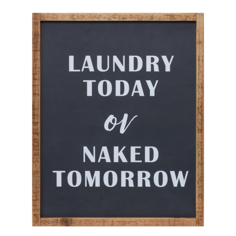 Rustic Fir Wood Laundry Sign with Black and White Text