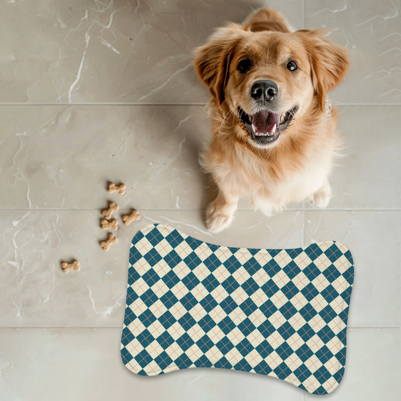 Pink Gold Blue Radiance - 1 Piece Bone Shape Feeding Mat