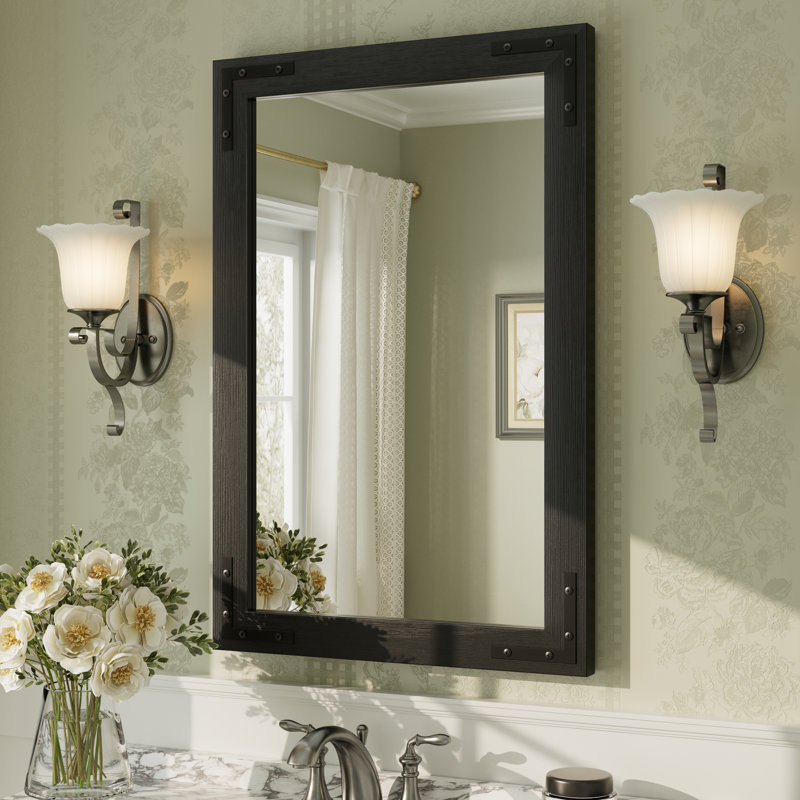 Miroir mural Amara Rustic Farmhouse, Noir, 36 po x 24 po