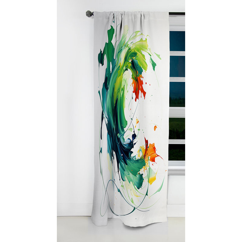 Hajek - Peinture abstraite rideau occultant - 1 panneaux, L 52 po x L 108 po