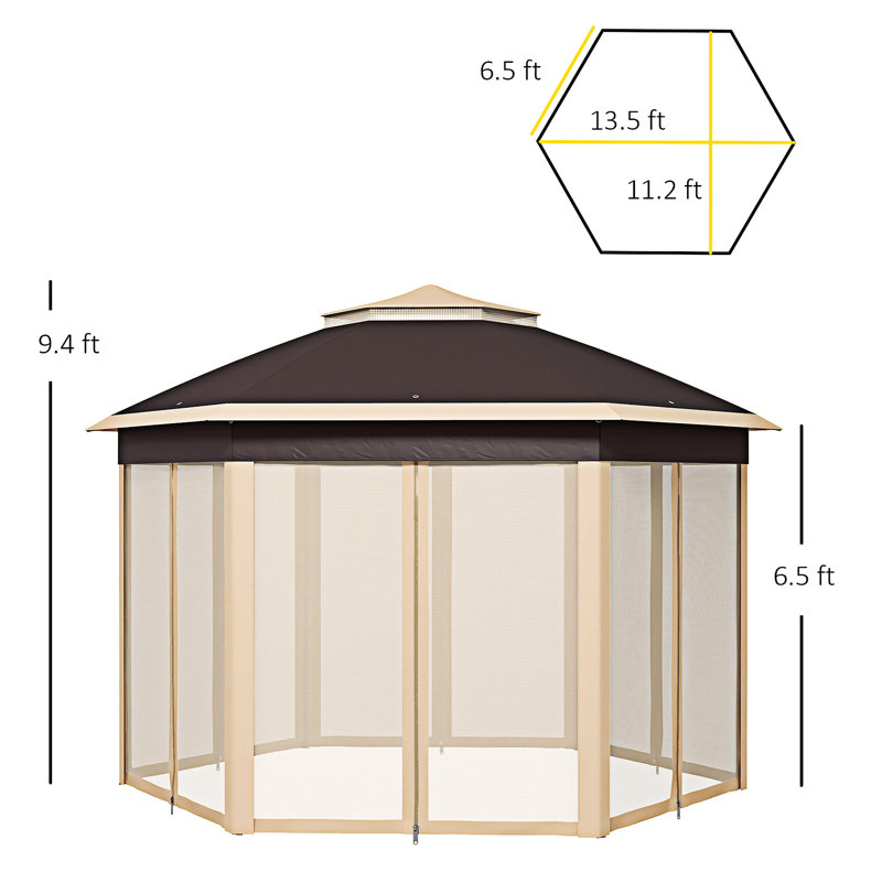 Pavillon de jardin avec filet Outsunny