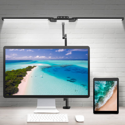 Lampe de bureau avec pince Wrought Studio ™ avec pince, éclairage à DEL 24 W, 37,4 po de long, fonction de mémoire pour le bureau personnel, lampe de bureau et d'ordinateur, lumière réglable pour la lecture, le bricolage, le dessin, le travail