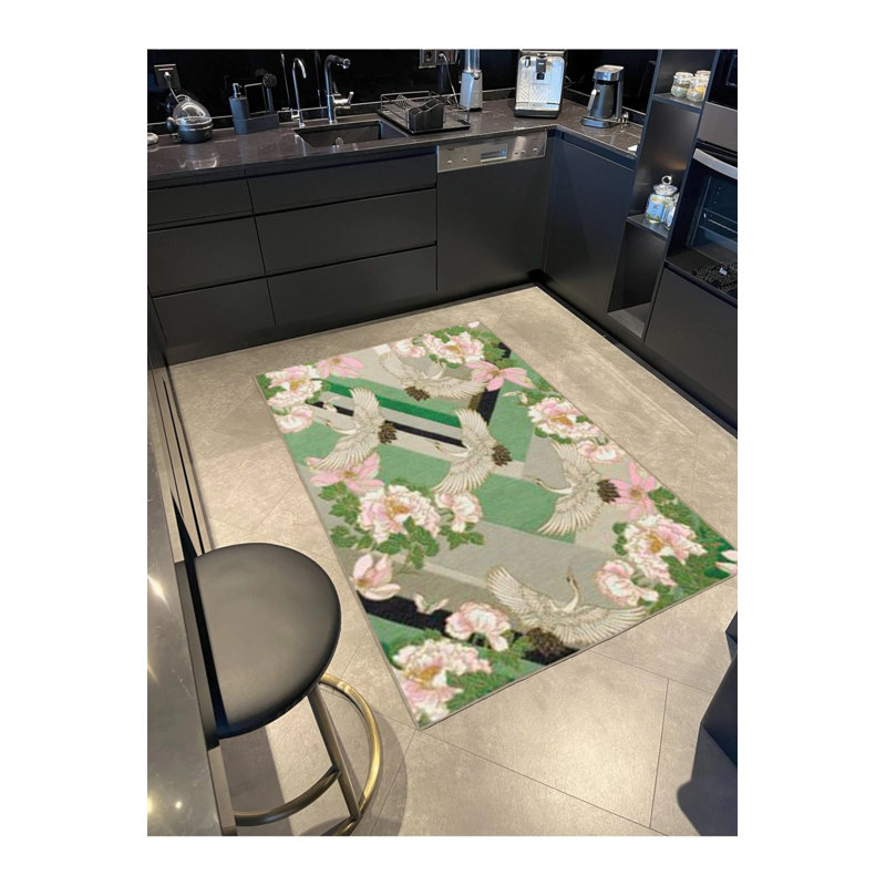 Tapis décoratif lavable Green Bird, Rectangle 2 pi 4 po x 4 pi