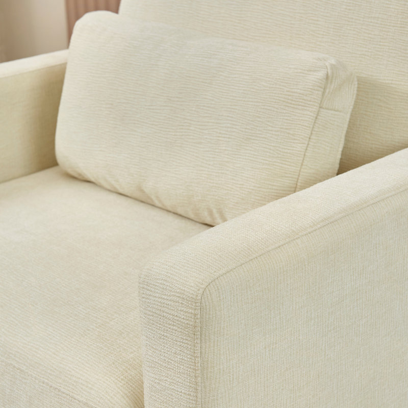 31.49"Wide Chenille Armchair, Beige Fabric