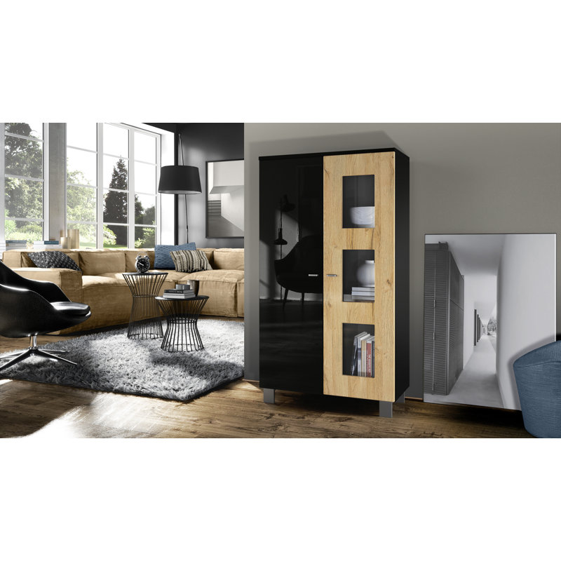 Display Cabinet, Without, Natural oak/Black