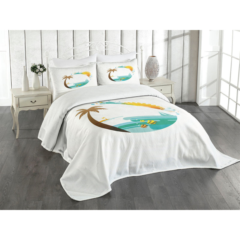 White Quilted Queen Bedspread Set with Pillow Shams