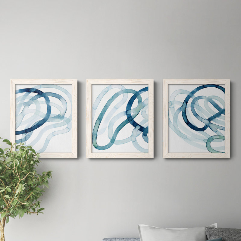 Lodge Pun III - Ensemble de 3 peintures sur toile encadrées, Blanc, H 20 po x l 51 po x P 1,5 po