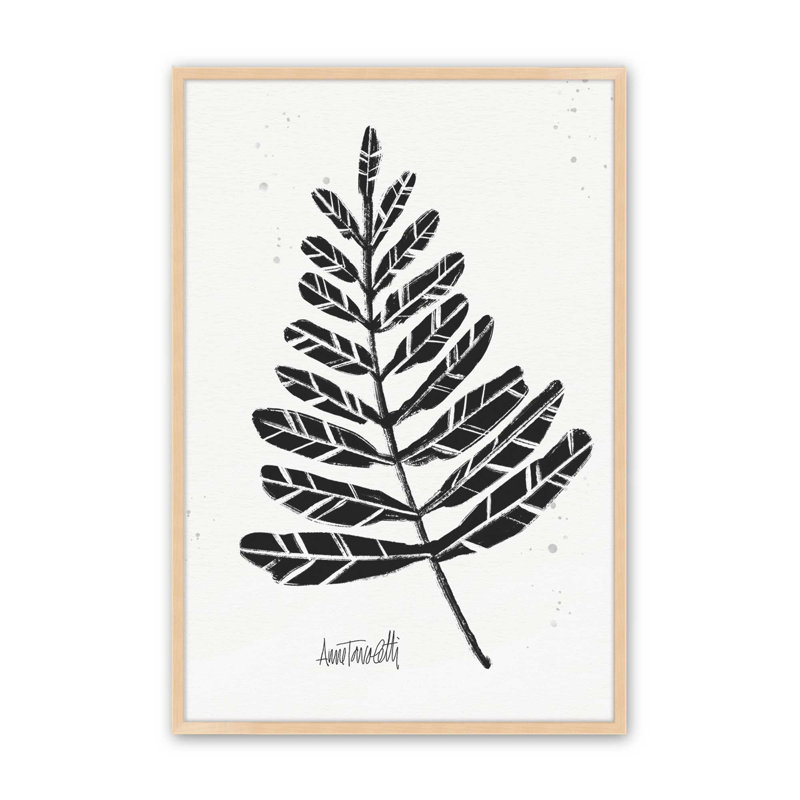 Imprimé botanique noir et blanc II, H 15 po x l 12 po, Érable brut