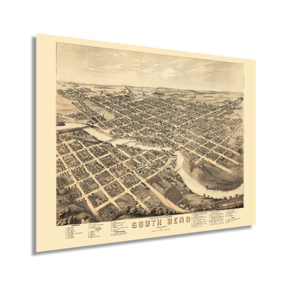 1874 South Bend Indiana Map - Old South Bend St Joseph County IN Wall Art - History Map Of South Bend City IN Poster