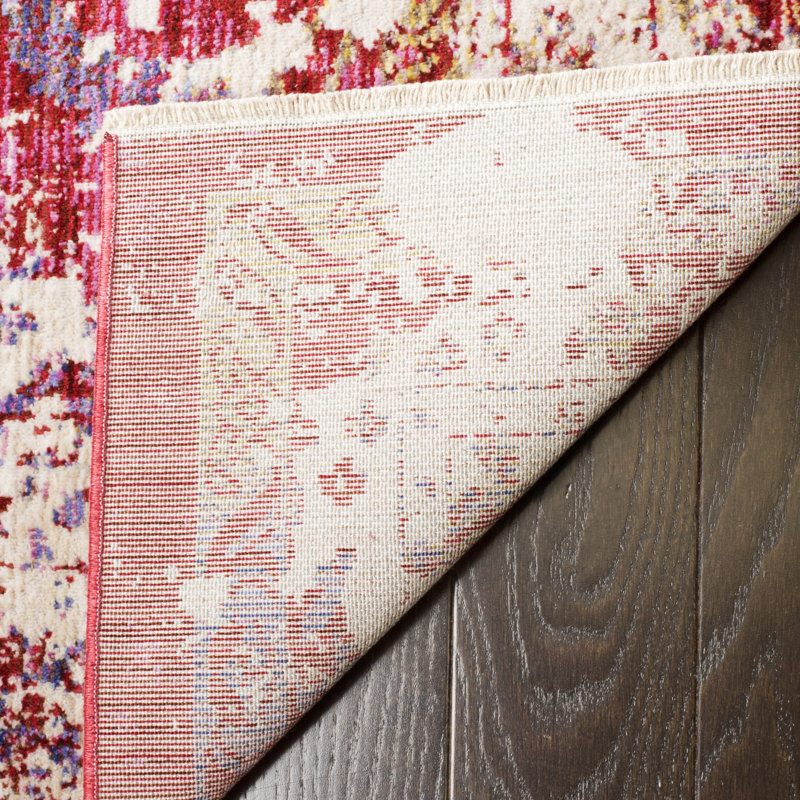 Mellie Red/Beige Area Rug, Rectangle 9' x 13'