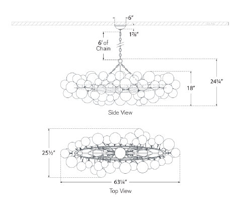 Julie Neill Talia Large Linear Chandelier, Burnished Silver Leaf
