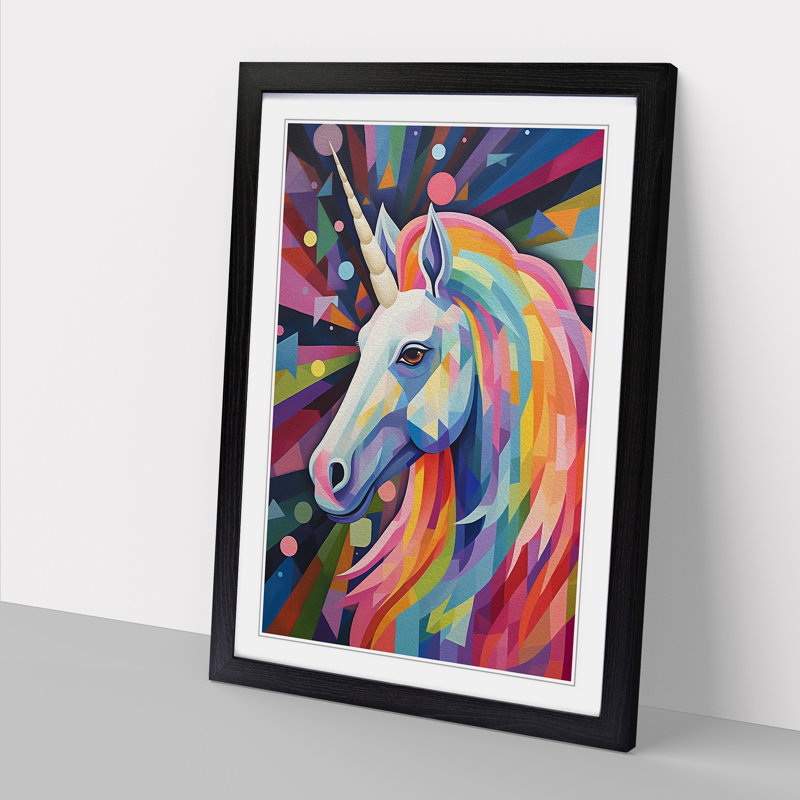 Unicorn Constructivism Art - Framed Print, Black Framed, 64cm H x 46cm W