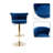 Modern Glam Set of 2 Tufted Velvet 360° Swivel Adjustable-Height Bar Stools with Gold Nailhead Trim for Kitchen Island and Home Bar-1999818841