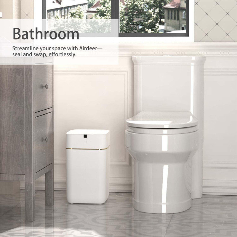 White and Gold 4-Gallon Motion Sensor Trash Can