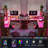 Vello L Shaped Desk with Drawers, Office Desk with Power Outlet, LED Lights, Hutch and File Cabinets-1927685368