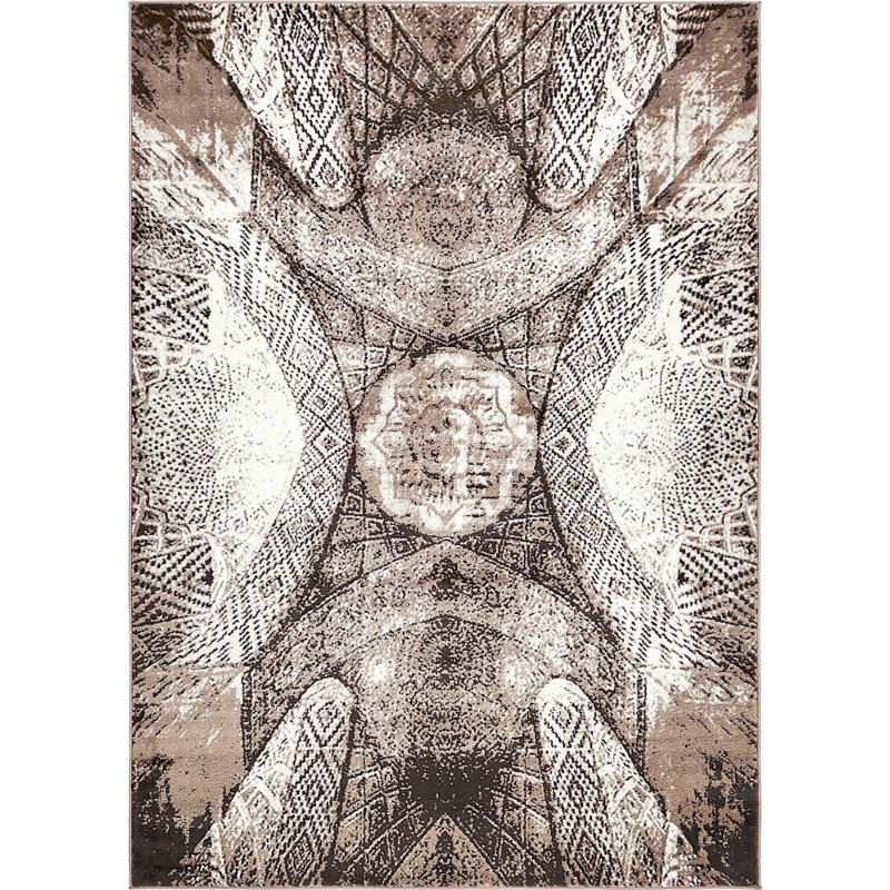 Tapis à motif oriental brun Ahron, Rectangle 7 pi x 10 pi