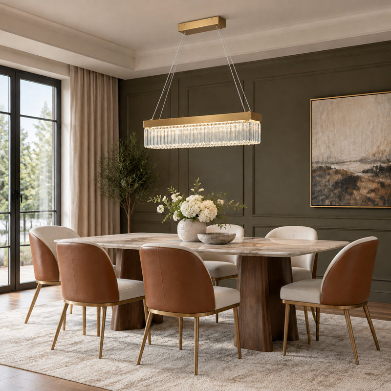 Barela 1 - Light LED Crystal Linear Kitchen Island Pendant