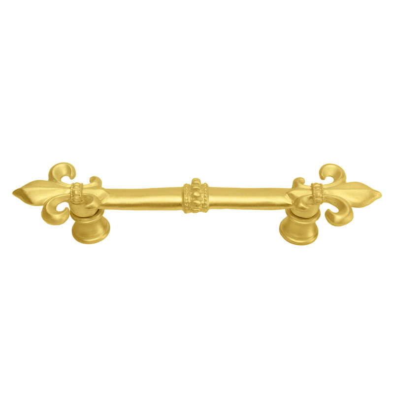 Charlemagne 4 inches c.c. pull with large Fleur De Lysin Satin, Gold, 3"