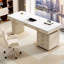 Bureau de direction blanc rectangulaire en pierre frittée avec tiroirs-689005411-689005408