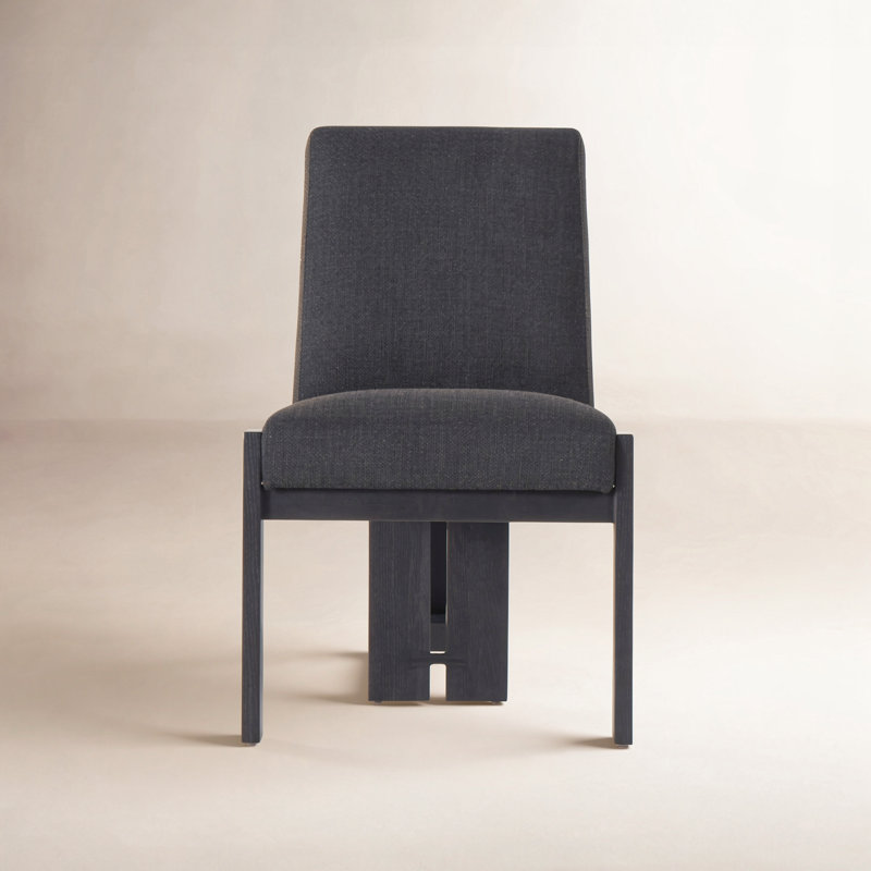 Asmund Solid Wood Upholstered Side Chair, Black, Black