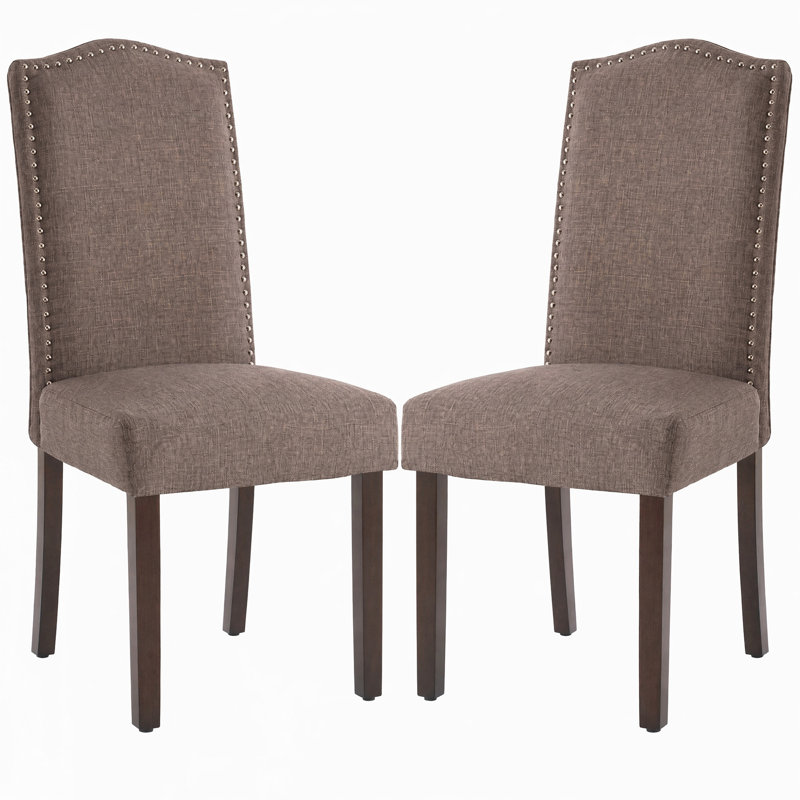 Fabric Upholstered Parsons Dining Chair ( Set of 2 ), Brown