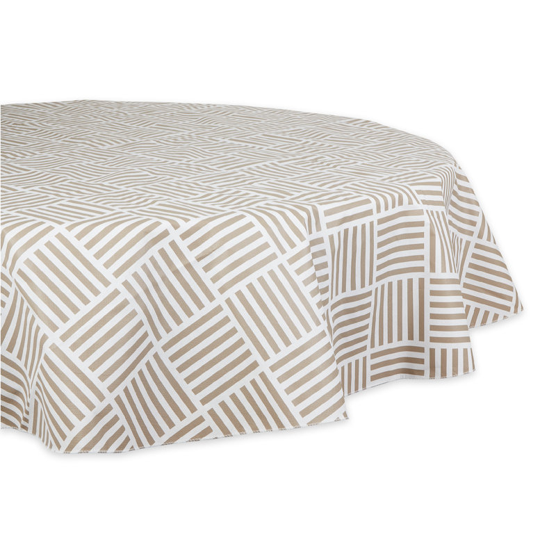 STONE GRID VINYL TABLECLOTH 70 ROUND, Stone