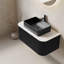 Meuble-lavabo de salle de bain 36 po avec lavabo, meuble de rangement mural à bordures courbes et flottantes avec tiroir, lavabo rectangulaire en céramique noire, sans robinet, pré-assemblé-419360185-419360131-419360133