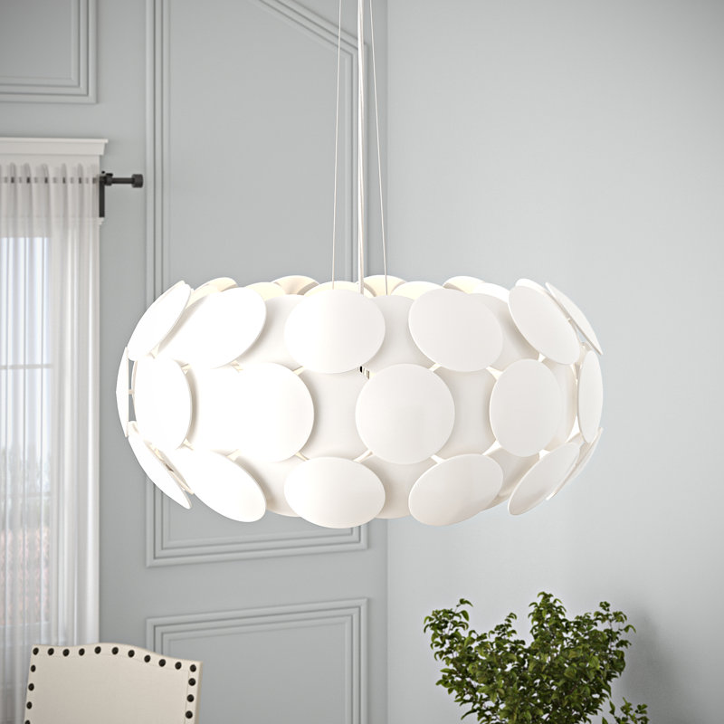 Lustre géométrique unique à 7 lumières Crown, Blanc brillant