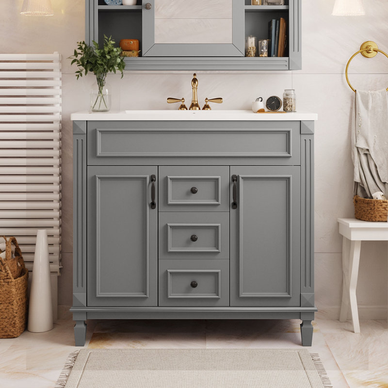 Armoire de rangement moderne avec 2 portes à fermeture douce et 2 tiroirs