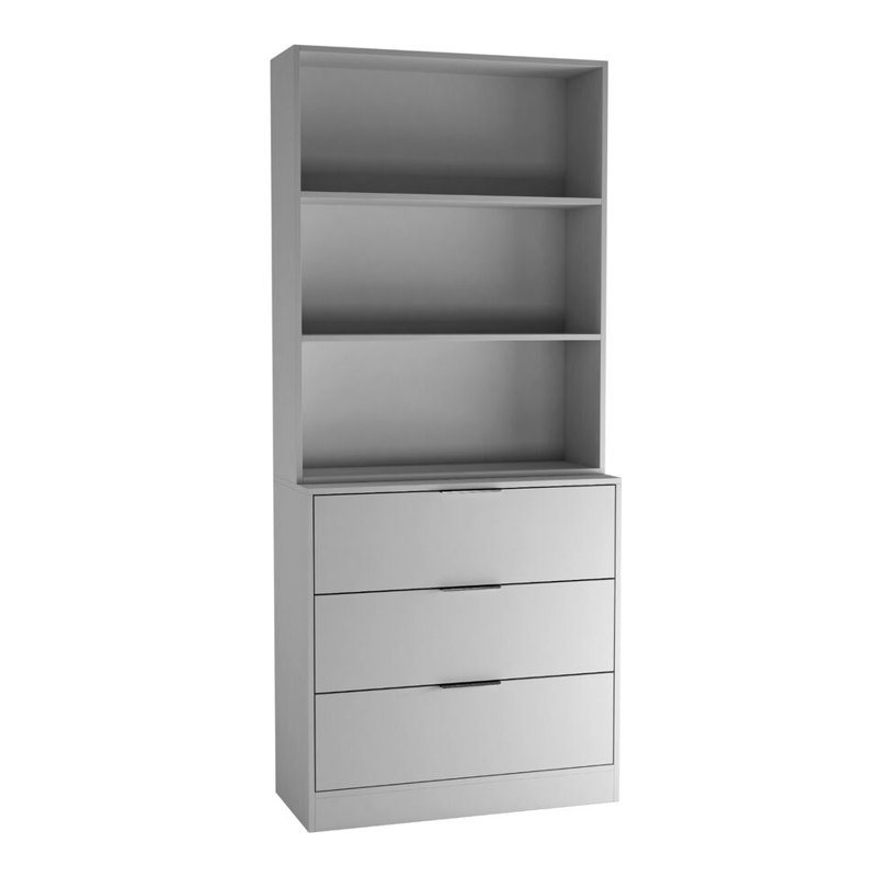 Ophe 180cm H x 60cm W Solid Wood Standard Bookcase, Grey, (3 Shelves) 180cm H x 60cm W x 35cm D