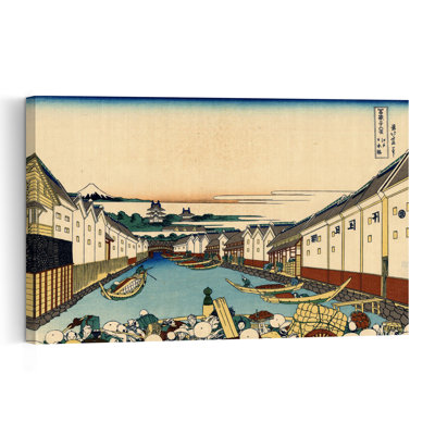 " Nihonbashi Bridge In Edo, C.1830 Contemporary Bamboo City Landscape Wall Art Print " by Hokusai