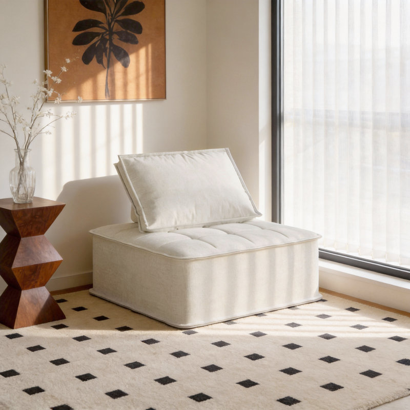 1 Seater Linen Blend Sofa, White