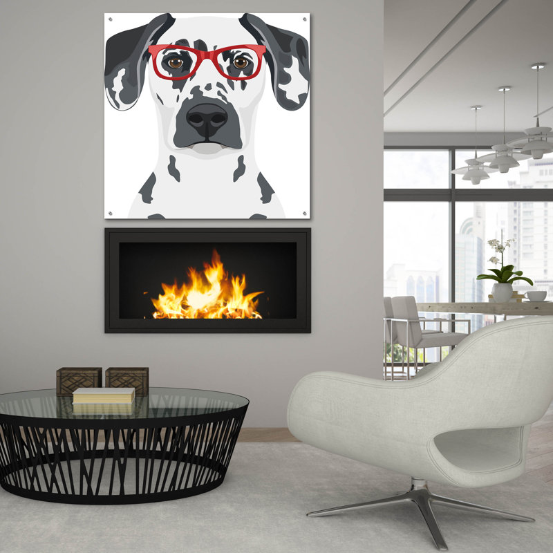 Art mural en verre Epic Art, Dalmatian portant des lunettes de hipster, H 36 po x l 36 po x P 0,2 po