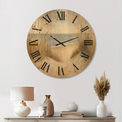 Quiet Dune Path II - Beach Round Wall Clock, Printed on Wood