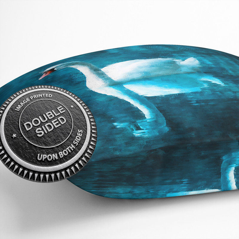 Swan on a Lake Painting Cushion with Filling, 55cm H x 55cm W x 20cm D