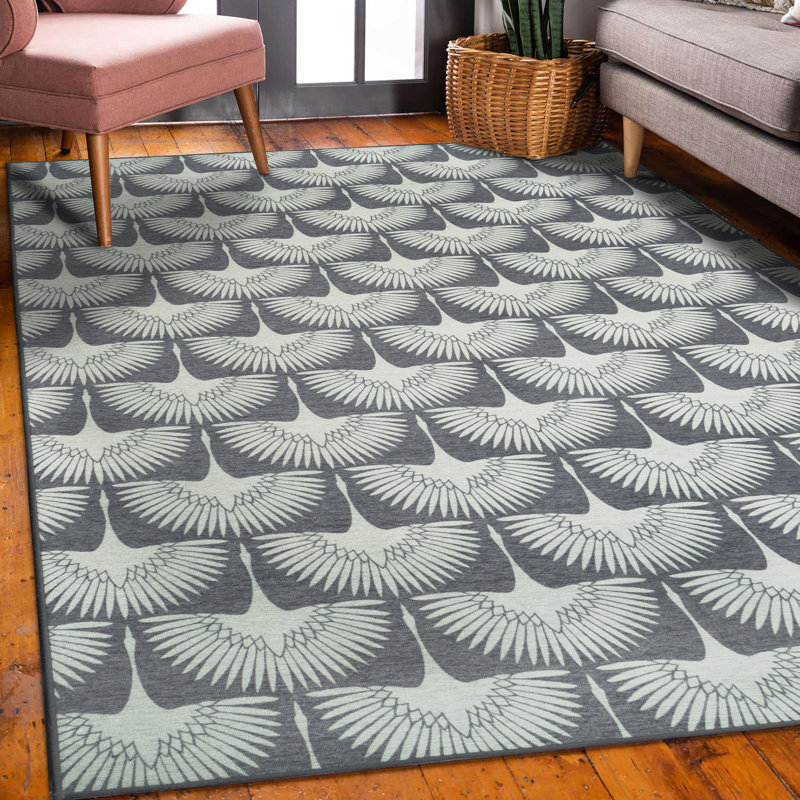 Tapis gris Flock Slate, Rectangle 5 pi x 7 pi