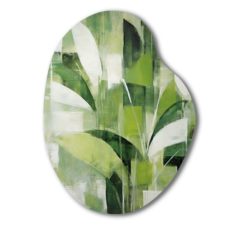 Abstrait, plantes vertes, minimalisme, collage rétro - plantes, poire, art mural asymétrique en métal, H 30 po x l 22 po