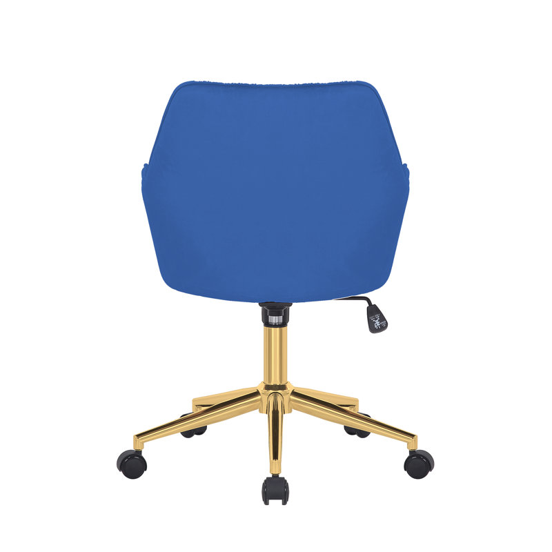 Torrey Velvet Office Chair, Blue, Gold