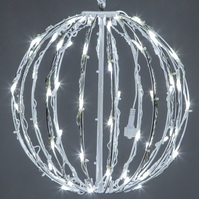 Fold-Flat LED Metal Lighted Outdoor Decoration, Cool White, 12" H x 12" W x 12" D