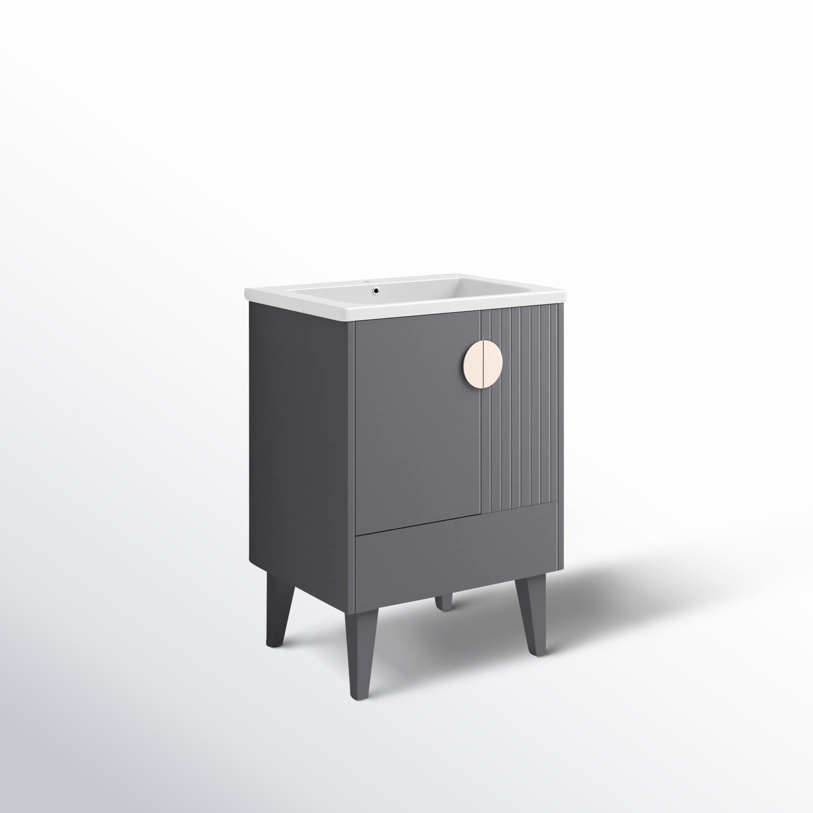Saimah 24'' Single Bathroom Vanity, Rock Gray, Satin Nickel